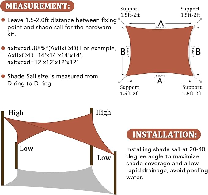 Shade&Beyond 5'x10' Sun Shade Sail Canopy Rectangle, UV Block Breathable Curved - Image 6