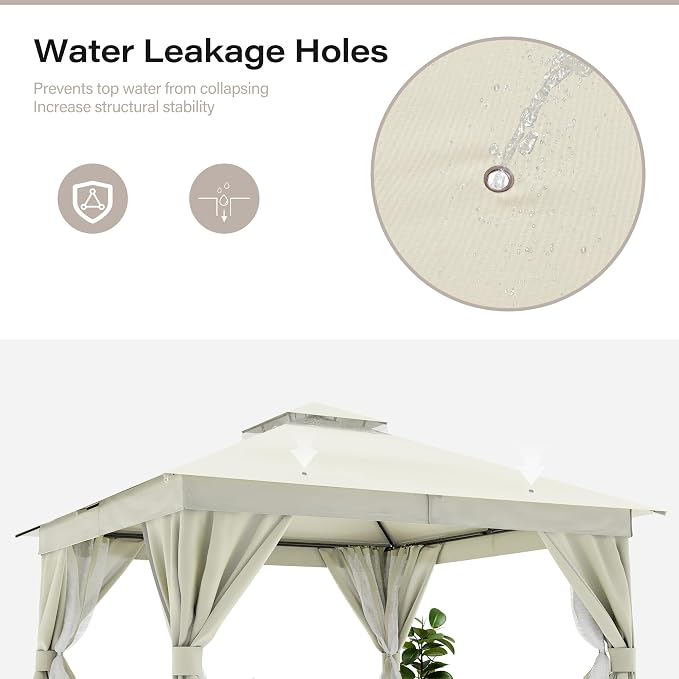 10'x10' Outdoor Gazebo, Metal Frame Heavy Duty Patio Canopy Tent Shelter - Image 7