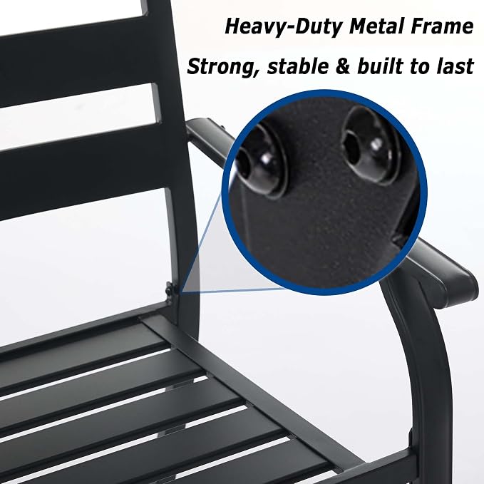 Patio Dining Chairs Set of 8, Metal Patio Furniture Set - Image 5