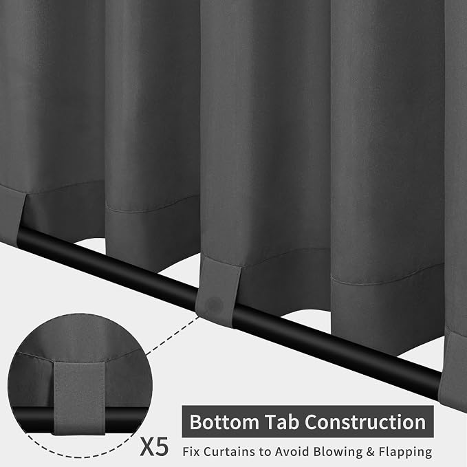 Easy-Going Outdoor Patio Curtains 2 Panels, 110x108 inch, Porch and Pergola - Image 3