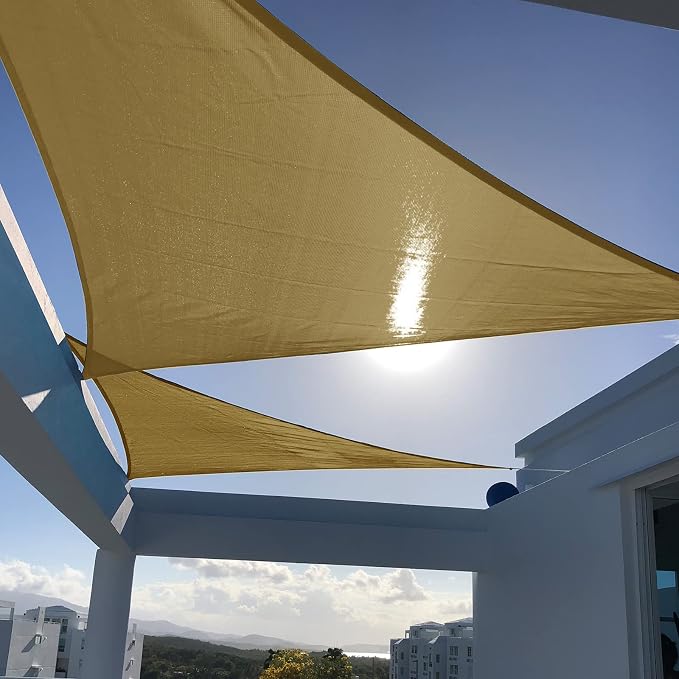 SUNNY GUARD Custom Size 17'x22'x27.8' Triangle Sand UV Block Sunshade by SUNNYGUARD
