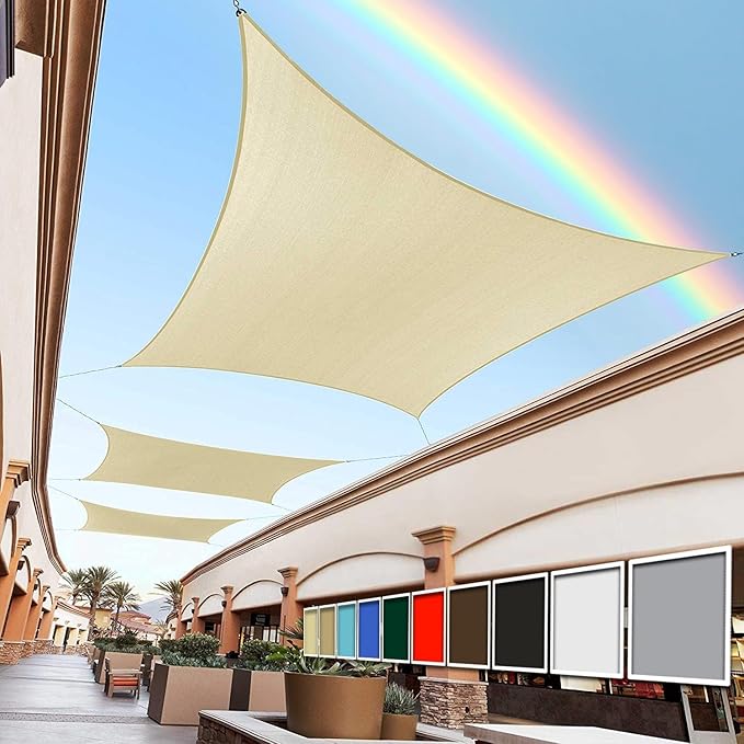Royal Shade 24' x 24' Custom Size Beige Rectangle Sunshade Sail by RoyalShade