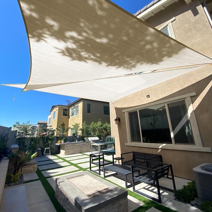 Sun Shade Sail 12' x 12' x 12' Butter Cream Triangle Sunshade | Outdoor sun by SUNLAX