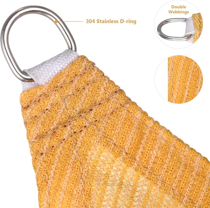 Eden's Decor Straight Flat-Edged Sun Shade Sail Rectangular 9' x 12' Wheat - Image 2