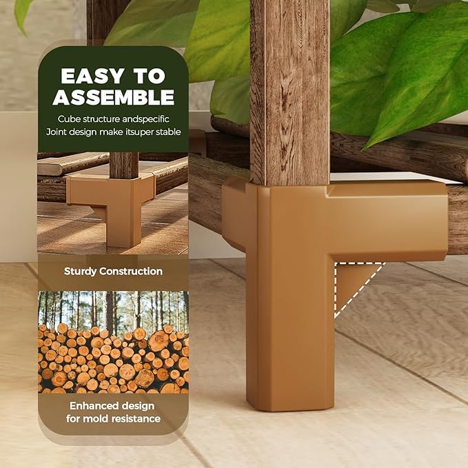 Bamworld Tall Plant Stand Indoor Wood Plant Shelf Outdoor Tiered Plant Rack | - Image 5