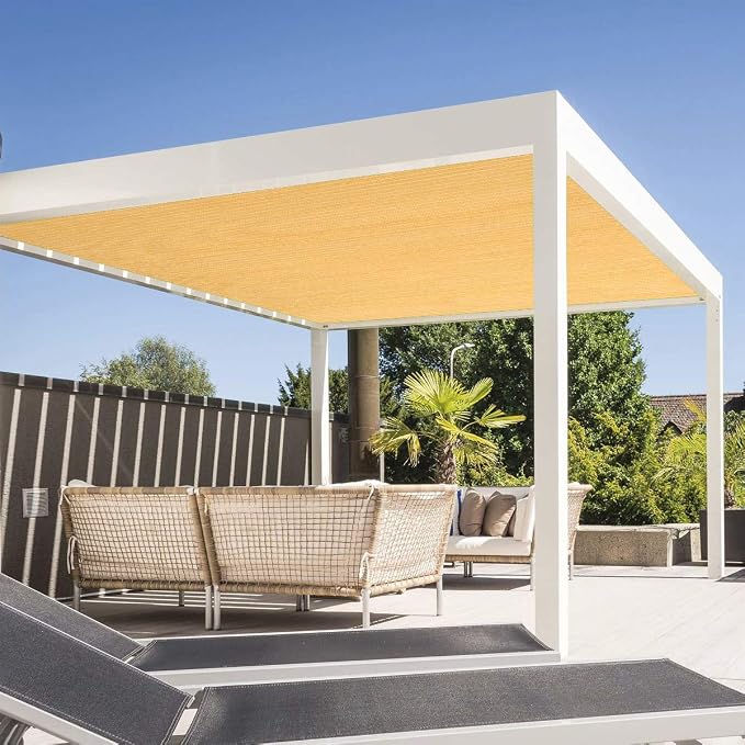 Eden's Decor Straight Flat-Edged Sun Shade Sail Rectangular 9' x 19' Wheat - Image 5
