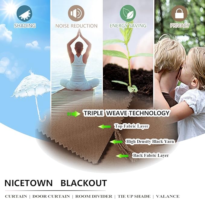 NICETOWN Outdoor Curtain for Patio Waterproof, Thermal Insulated Top and Bottom - Image 5