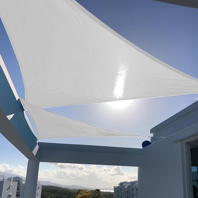 SUNNY GUARD Custom Size 7'x14'x15.7' Silver Grey Sun Shade Sail Right Triangle by SUNNYGUARD