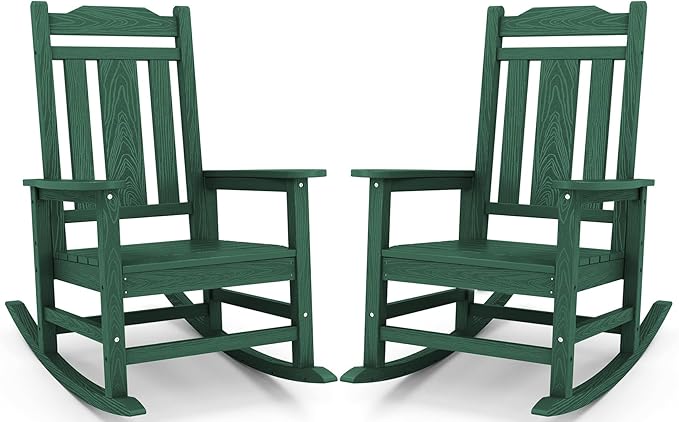 SERWALL HDPE Oversized Outdoor Rocking Chairs Set of 2, Patio Rocker, All by SERWALL