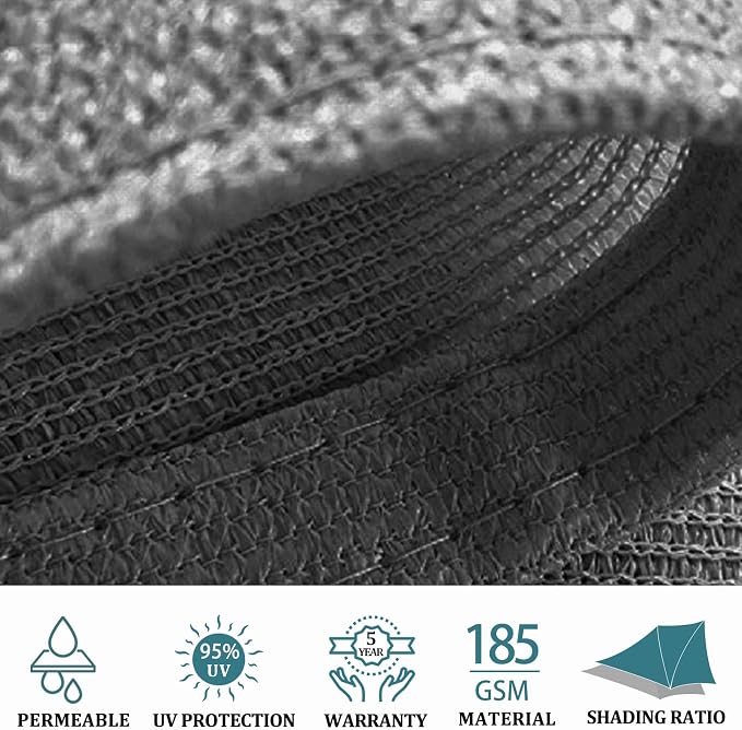 Shade&Beyond 6'x16' Sun Shade Sail Canopy Rectangle, UV Block Breathable Curved - Image 3