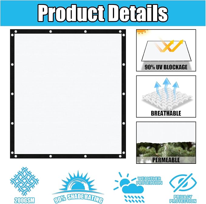 Amagenix 90% Pergola Shade Cover 12' X 14' Sun Shade Cloth - Image 2