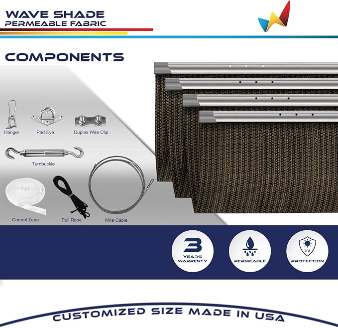 Windscreen4less 7' x 28' Retractable Sun Shade Canopy Cover Sliding Wave Shade - Image 4