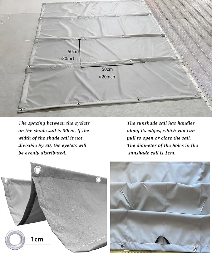 Retractable Wave Shade Cloth Waterproof 5' x 20' Sun Shade Sail Waterproof - Image 4