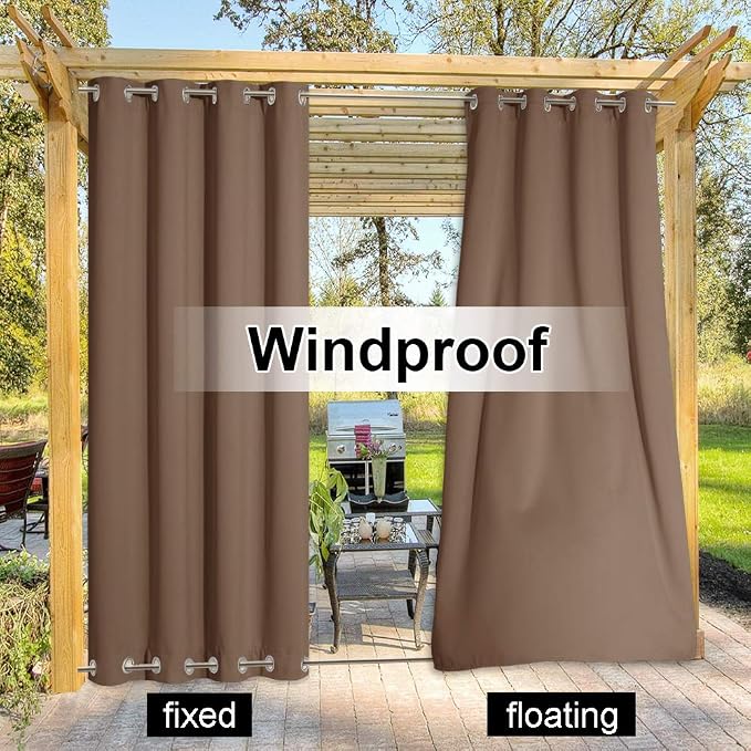 NICETOWN Outdoor Curtain for Patio Waterproof 84" W by 95" L, Thermal Insulated - Image 5