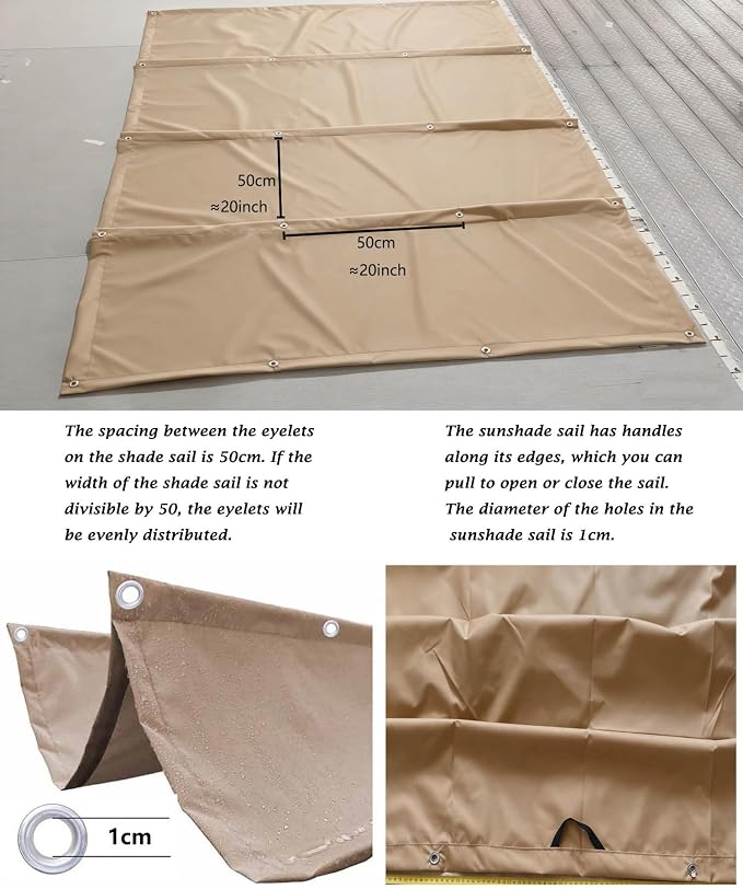 Retractable Wave Sun Shade Cloth 15' x 19' Sun Shade Sail Waterproof Polyester - Image 4