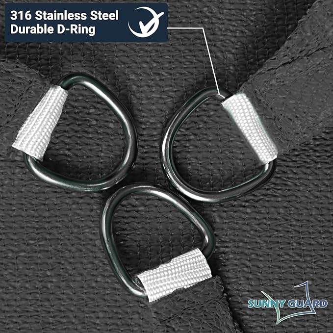 SUNNY GUARD Custom Size 7'x15' Graphite Grey Sun Shade Sail Rectangle UV Block - Image 6
