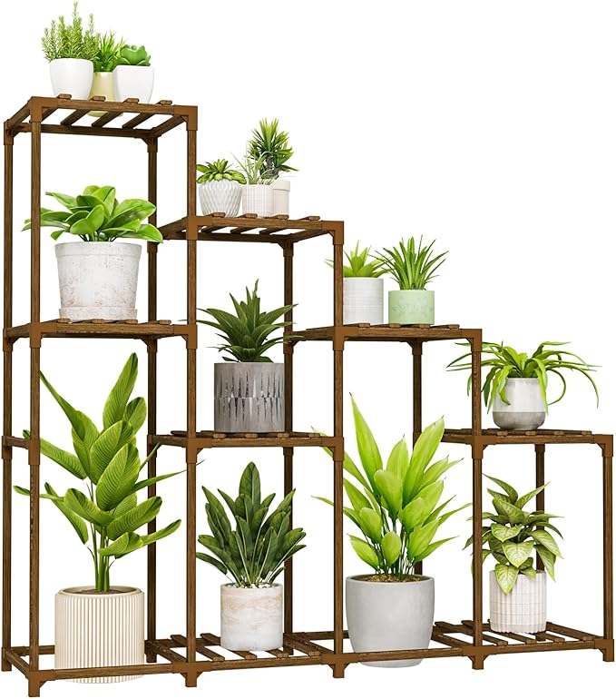 Bamworld Tall Plant Stand Indoor Wood Plant Shelf Outdoor Tiered Plant Rack | by Bamworld