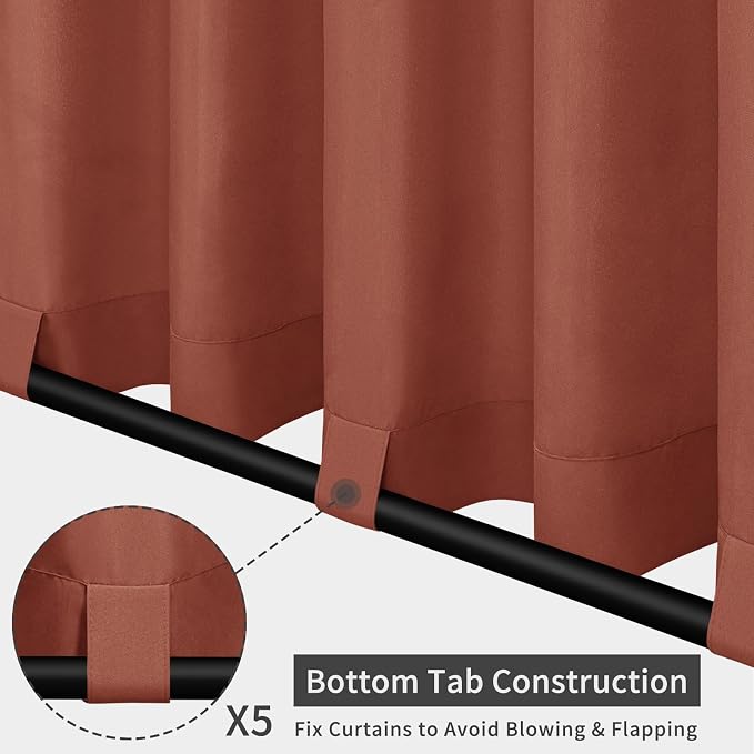 Easy-Going Outdoor Patio Curtains 2 Panels, 110x84 inch, Terra Red | Privacy - Image 3