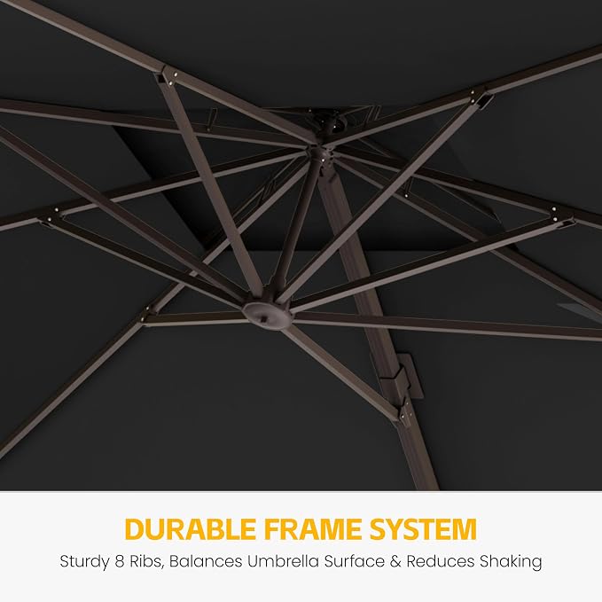 9x12 FT Patio Cantilever Umbrella, Rectangular Heavy Duty Offset Umbrella - Image 6