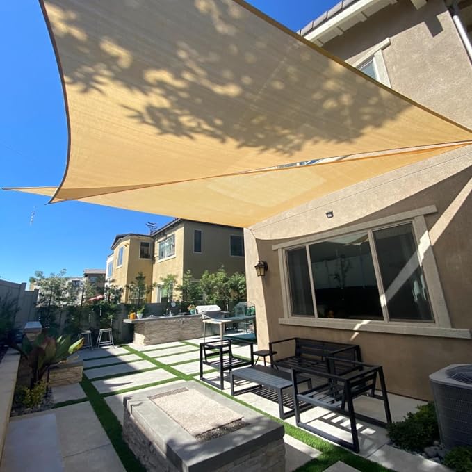 Sun Shade Sail 14' x 14' x 14' Sand Triangle Shade Canopy | Outdoor sun shade by SUNLAX