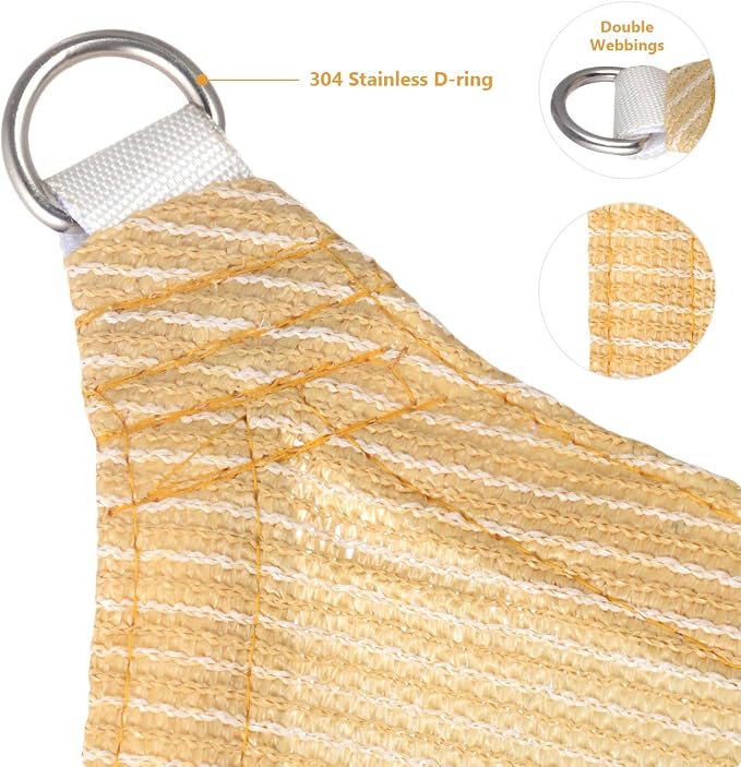 Eden's Decor Straight Flat-Edged Sun Shade Sail Rectangular 4' x 8' Beige - Image 2