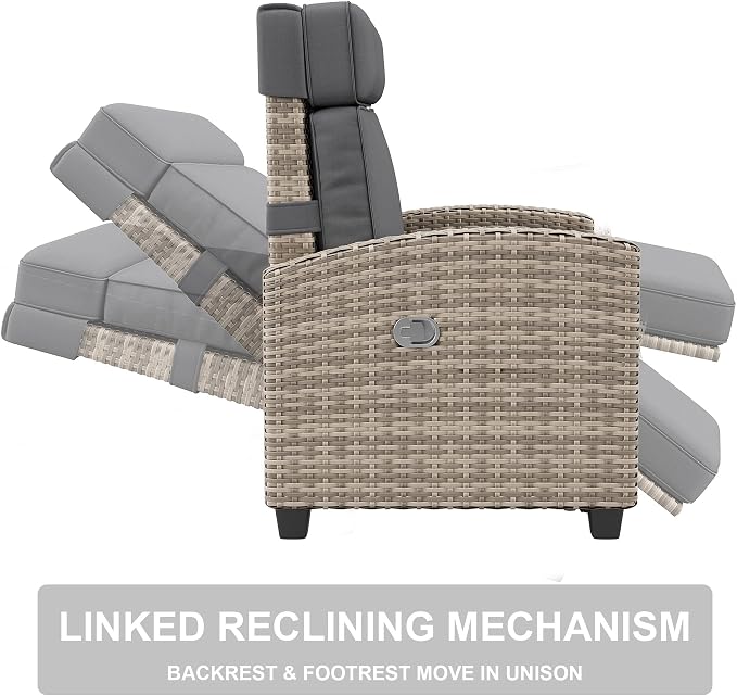 2PCS Outdoor Recliner Chair, Reclining Patio Chairs - Image 4
