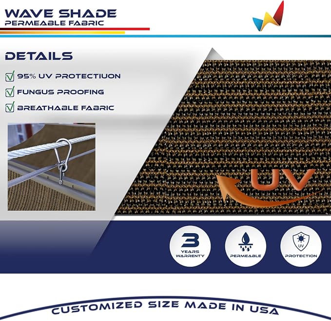 Windscreen4less 3' x 6' Retractable Sun Shade Canopy Cover Sliding Wave Shade - Image 3