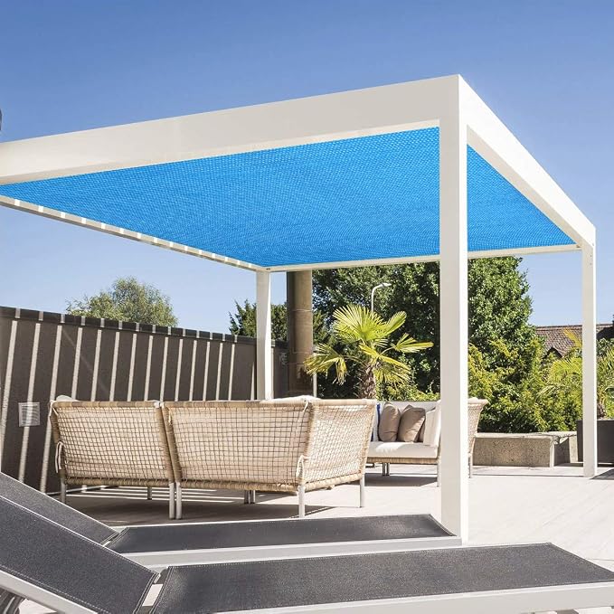 Eden's Decor Straight Flat-Edged Sun Shade Sail Rectangular 9' x 18' Blue - Image 6