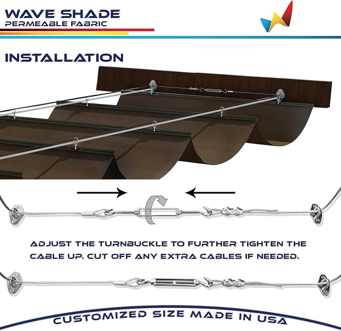 Windscreen4less 3' x 10' Retractable Sun Shade Canopy Cover Sliding Wave Shade - Image 6