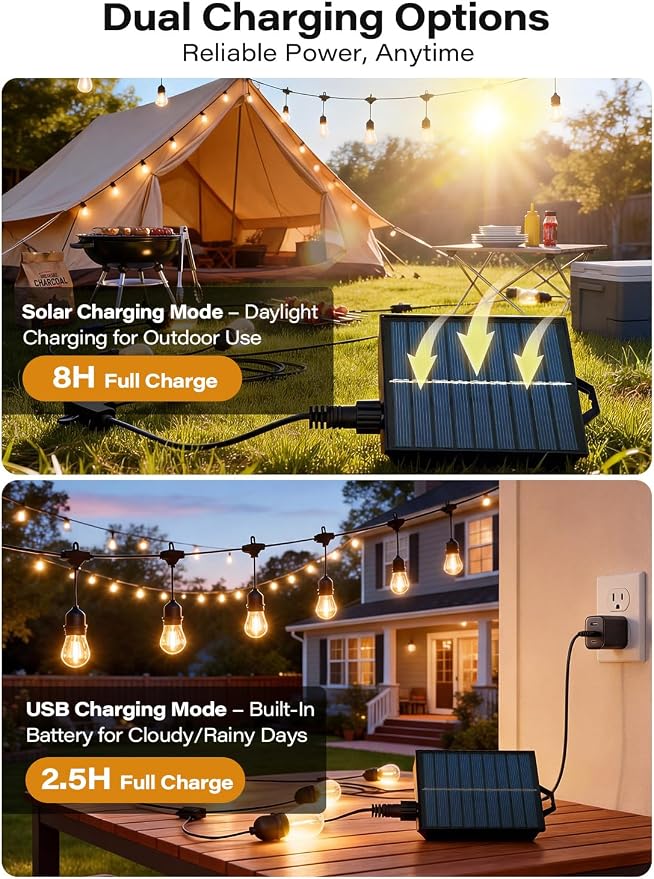 10'x13' Outdoor Gazebo with 50FT String Lights, Metal Heavy Duty Patio Canopy - Image 7
