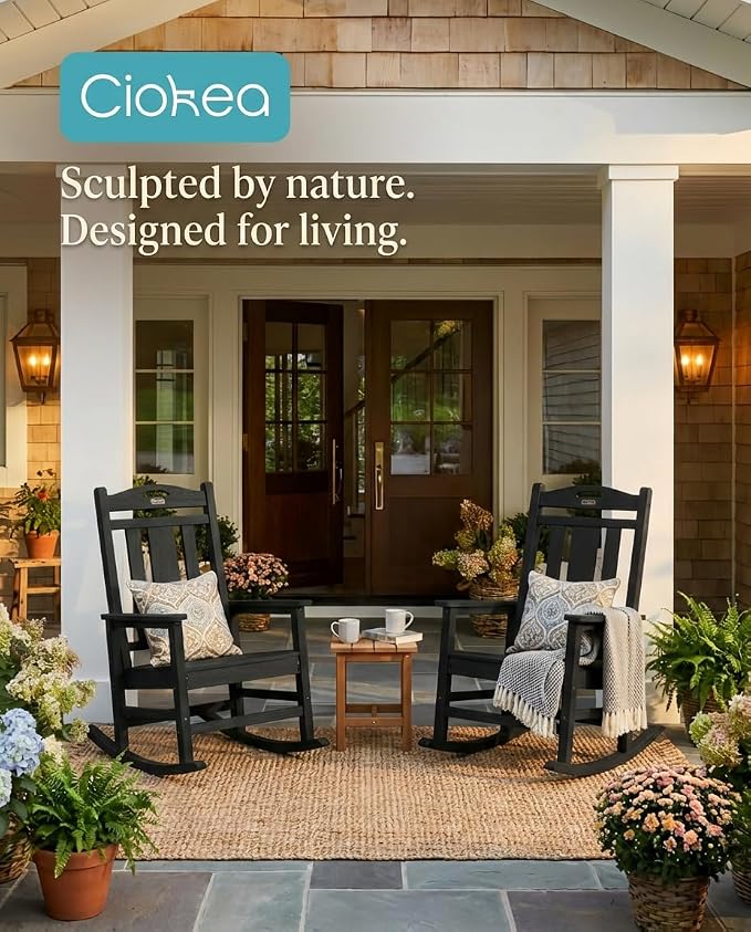 Oversized Outdoor Rocking Chair, 380lbs Heavy-Duty Large Patio Rocker, Weather - Image 7