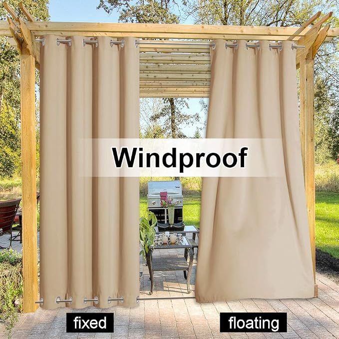 NICETOWN Outdoor Patio Curtain Windproof & Waterproof, Thermal Insulated Light - Image 5
