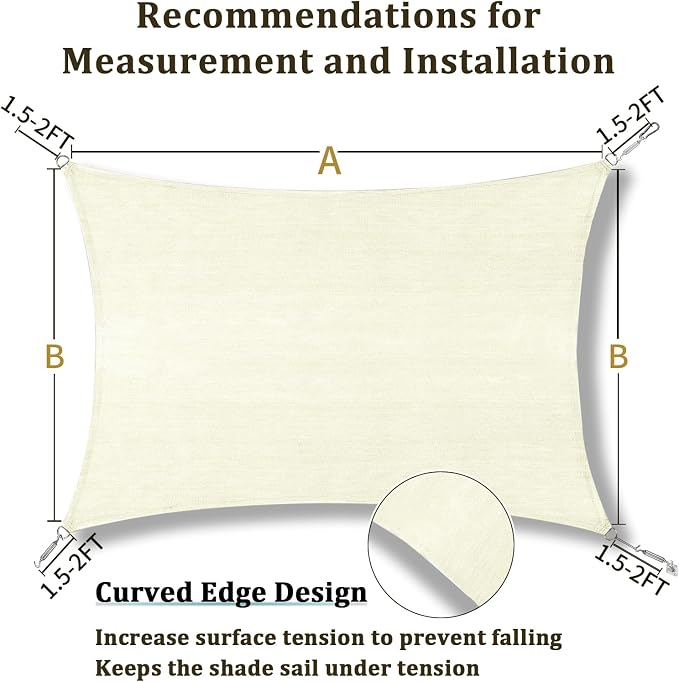 Shade&Beyond 10'x24' Sun Shade Sail Canopy Rectangle, UV Block Breathable - Image 5