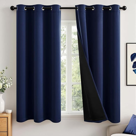 MIULEE Navy Blue 100% Blackout Curtains by MIULEE