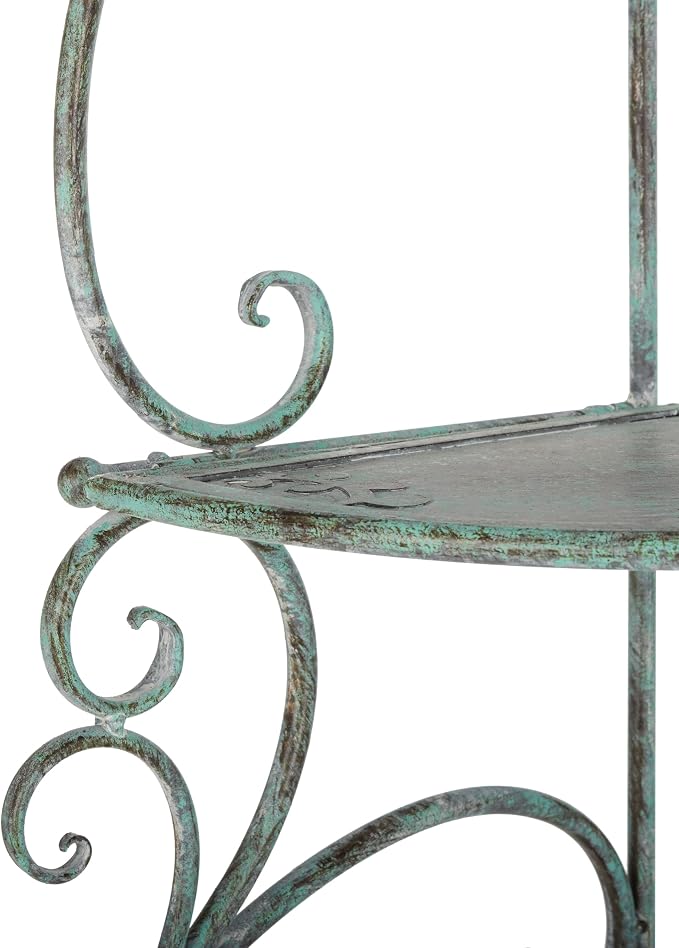 SAFAVIEH Outdoor Collection Turuca Antique Dark Green Wrought Iron 4-Tier - Image 4