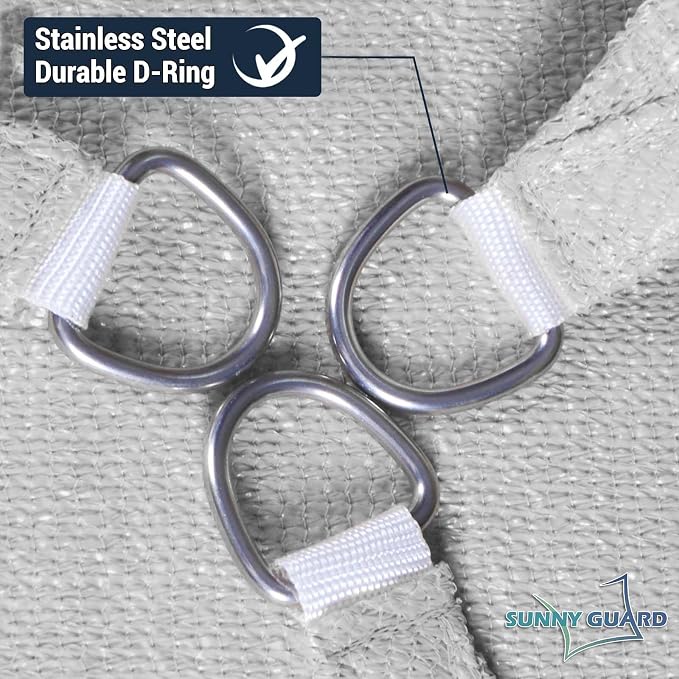 SUNNY GUARD Custom Size 7'x10'x11.2' Silver Grey Sun Shade Sail Right Triangle - Image 6