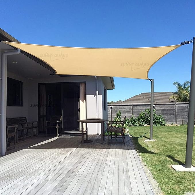 SUNNY GUARD Custom Size 10'x14' Sand Sun Shade Sail Rectangle UV Block Shade by SUNNYGUARD