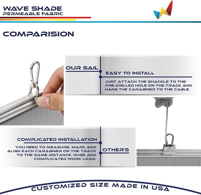 Windscreen4less 3' x 29' Retractable Sun Shade Canopy Cover Sliding Wave Shade - Image 5