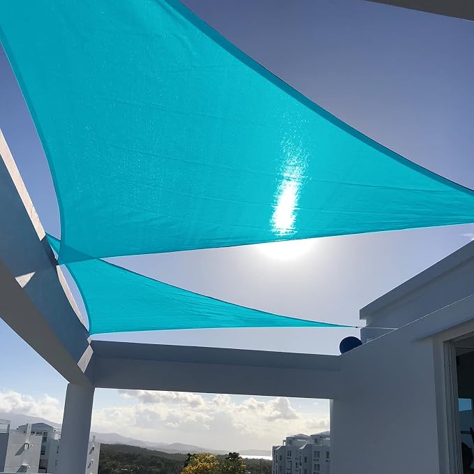 SUNNY GUARD Custom Size 7'x10'x11.2' Turquoise Blue Sun Shade Sail Right by SUNNYGUARD