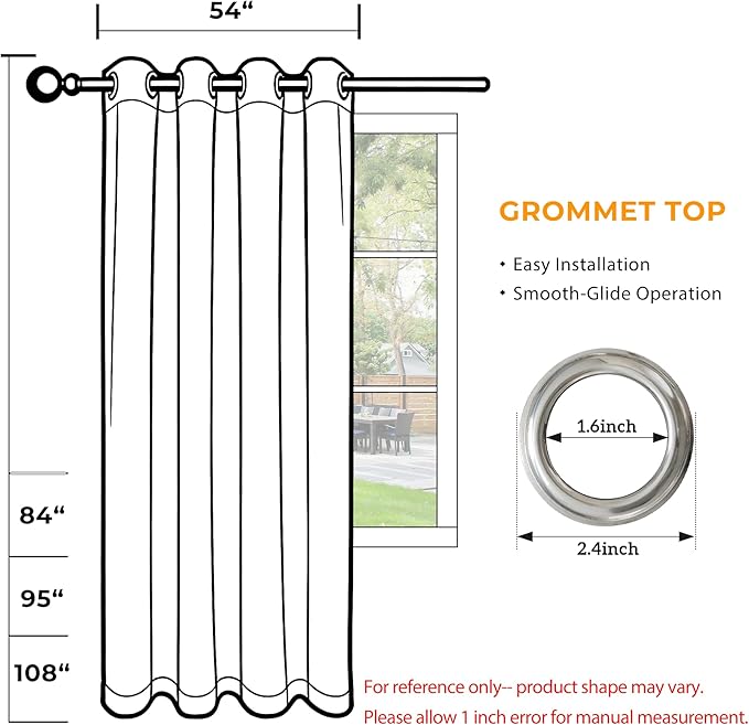 Set of 2 Outdoor Curtains for Patio Waterproof, Breathable Grommet Panels for - Image 8