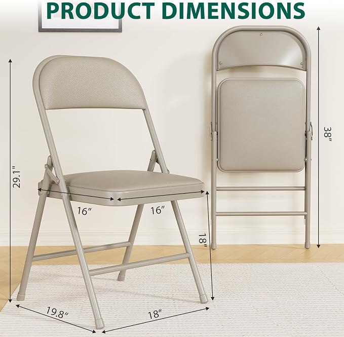 10 Pack Padded Folding Chairs, Portable Metal Foldable Chairs - Image 3