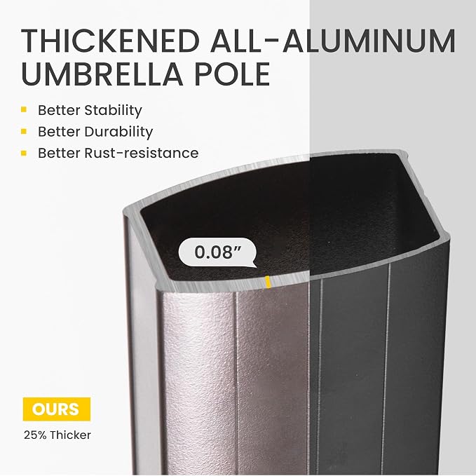 10x10 FT Outdoor Cantilever Patio Umbrella, Waterproof & UV-Protective Fabric - Image 9