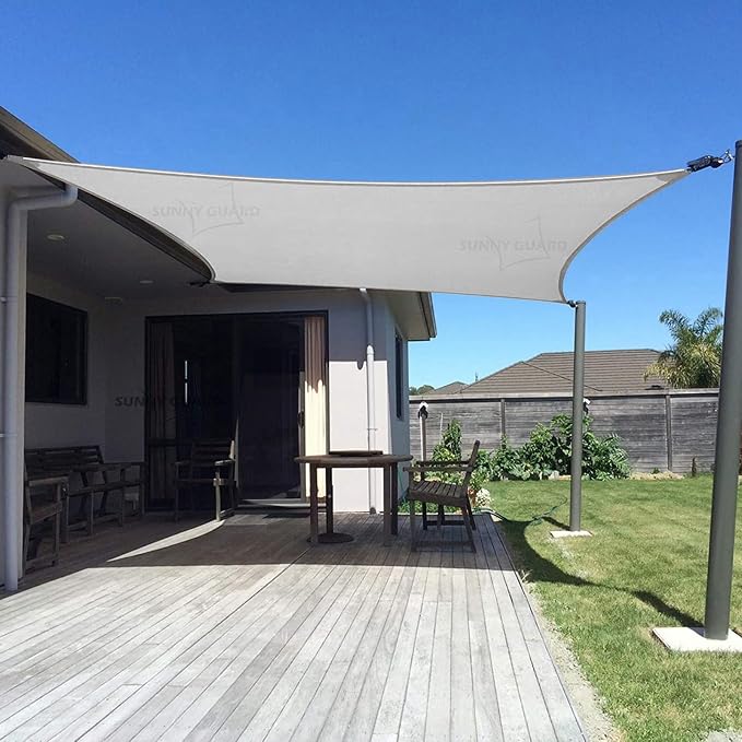 SUNNY GUARD Custom Size 9'x9' Silver Grey Sun Shade Sail Rectangle UV Block by SUNNYGUARD