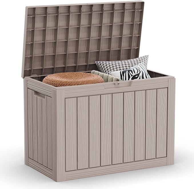 50 Gallon Outdoor Storage Box Waterproof Lockable Deck Boxes | UV Resistant by EASYUP