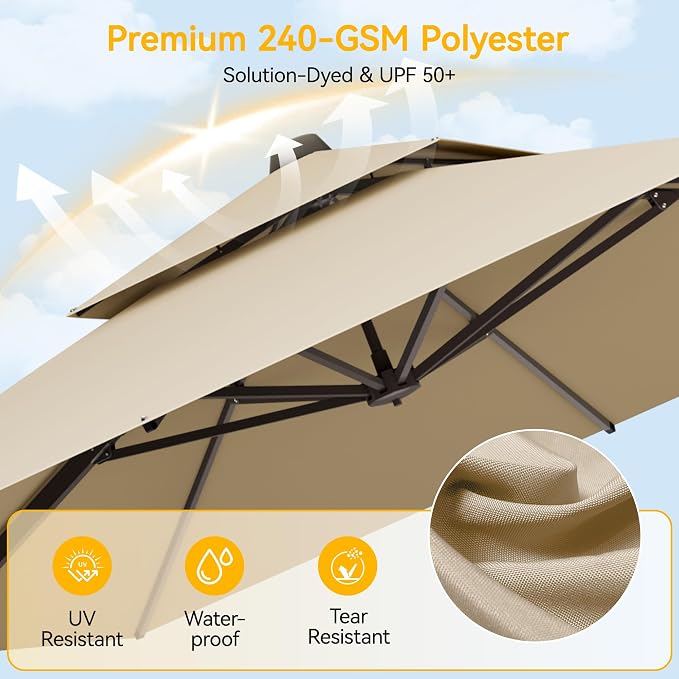 10x10 FT Patio Cantilever Umbrella - Image 3