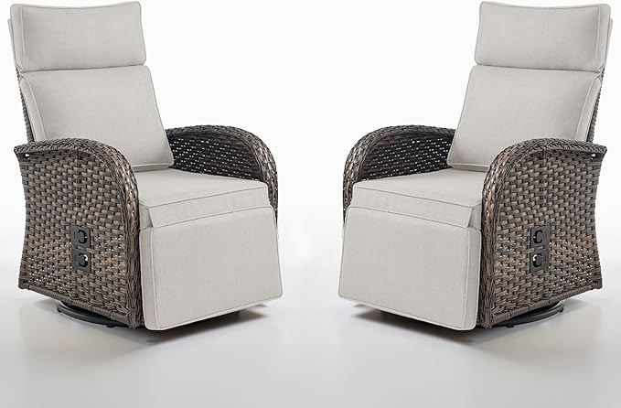 Dual-Adjust Outdoor Swivel Recliner Chair – Reclining Patio Chair by Belord