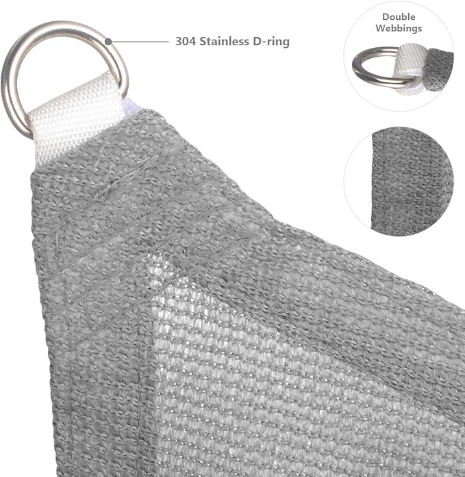 Eden's Decor Straight Flat-Edged 5' x 14' Grey Sun Shade Sail Rectangular - Image 2