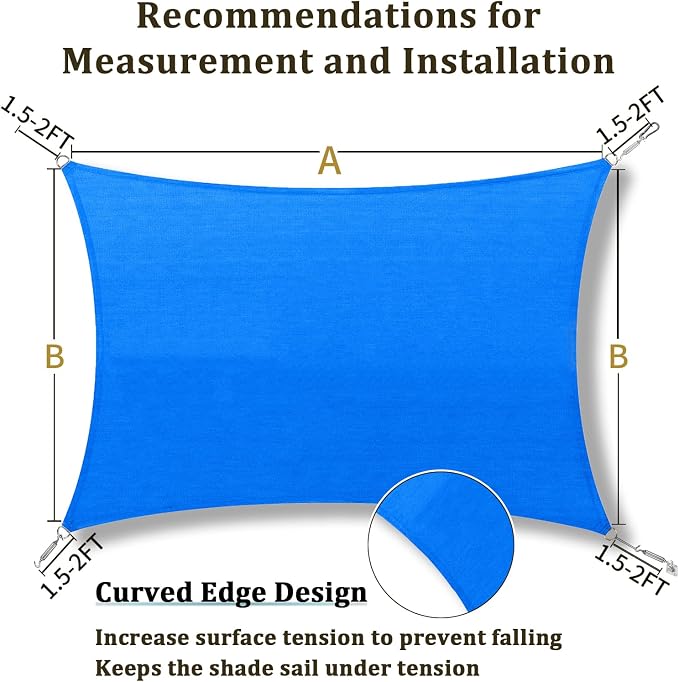 Shade&Beyond 6'x16' Sun Shade Sail Canopy Rectangle, UV Block Breathable Curved - Image 5