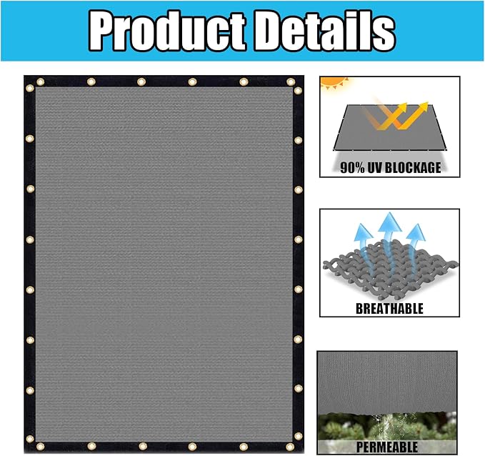 Amagenix 90% Shade Fabric 14'X 22' Gray Sun Shade Cloth - Image 3