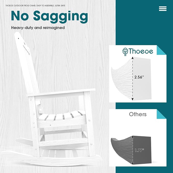 THOEOE Outdoor Rocking Chairs Set of 4, Oversized Patio Rocking Chair | HDPE - Image 7